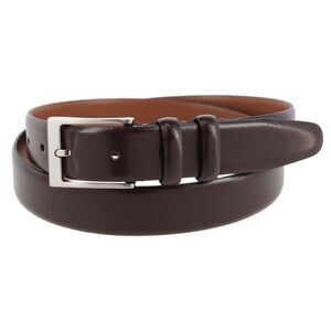 BOCONI Men's Smooth Italian Leather Double Loop Belt